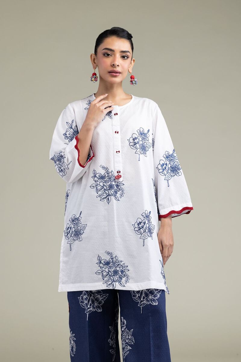 Embroidered | Cotton Dobby | Floral Round-Neck Kurta | USD 40.00
