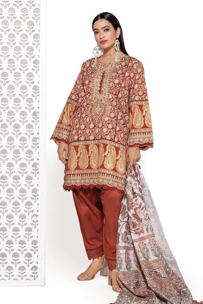 Embroidered | Cotton Satin | Tailored 3 Piece | USD 42.50