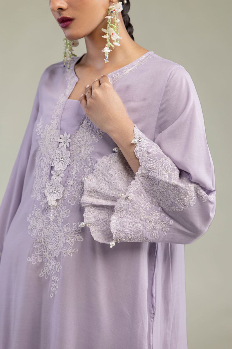Embroidered | Raw Silk | Lavender Silk Kurta | USD 75.00