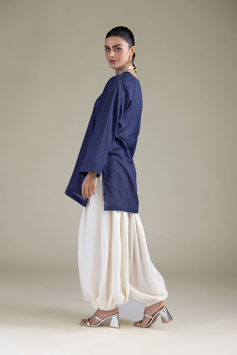 Dyed | Cotton Dobby | Navy V-Neck Kurta | USD 35.00