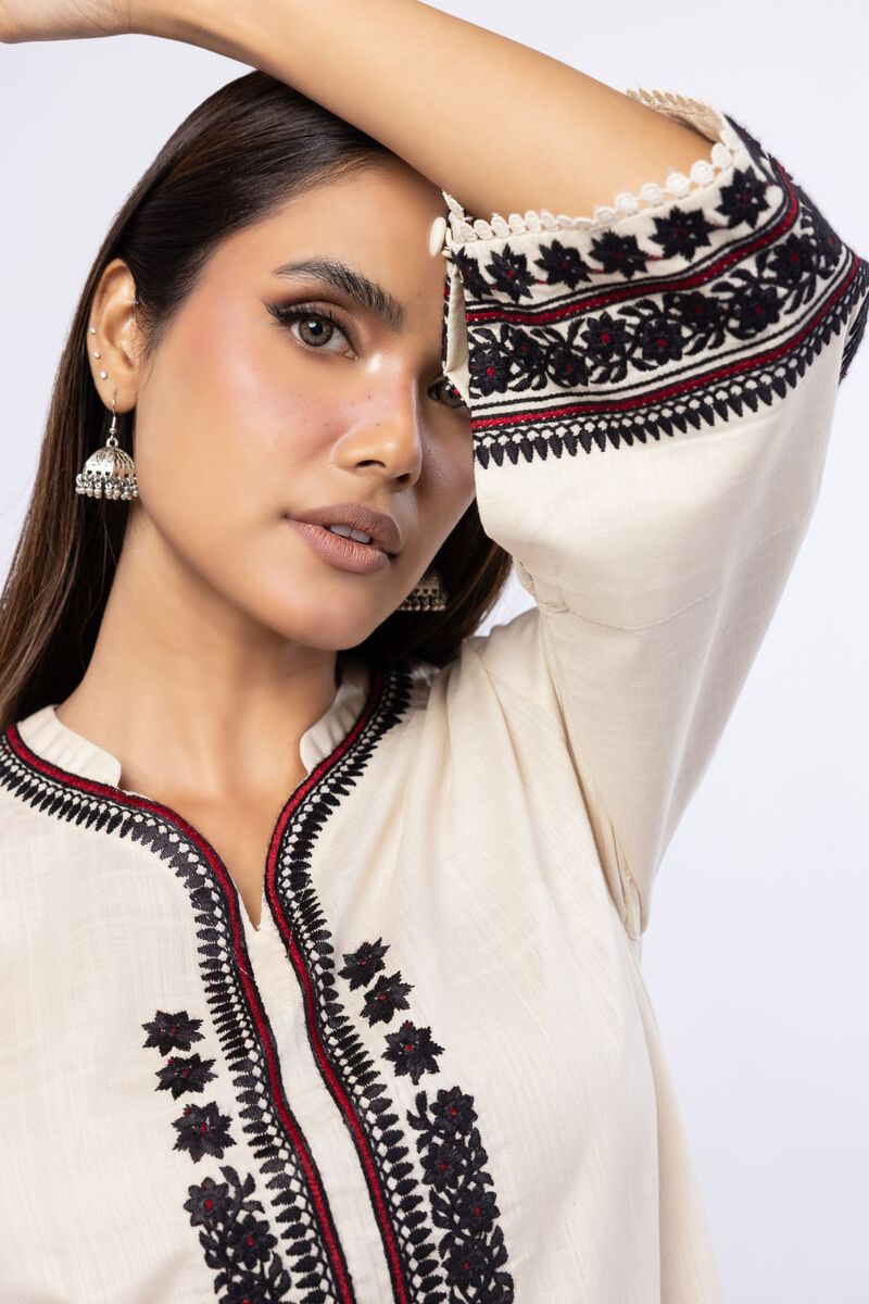 Embroidered | Crosshatch Poplin | Kurta | USD 12.50