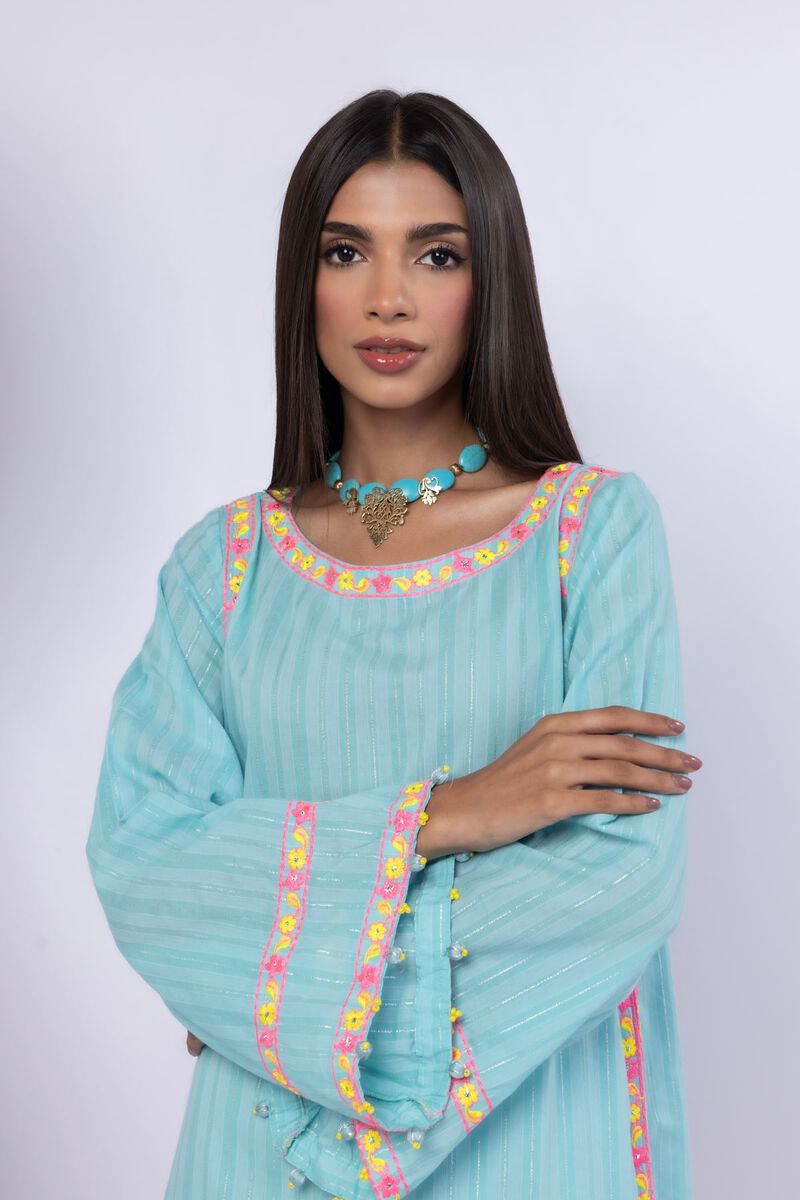 Embroidered | Lurex Stripes | Kurta | USD 13.50
