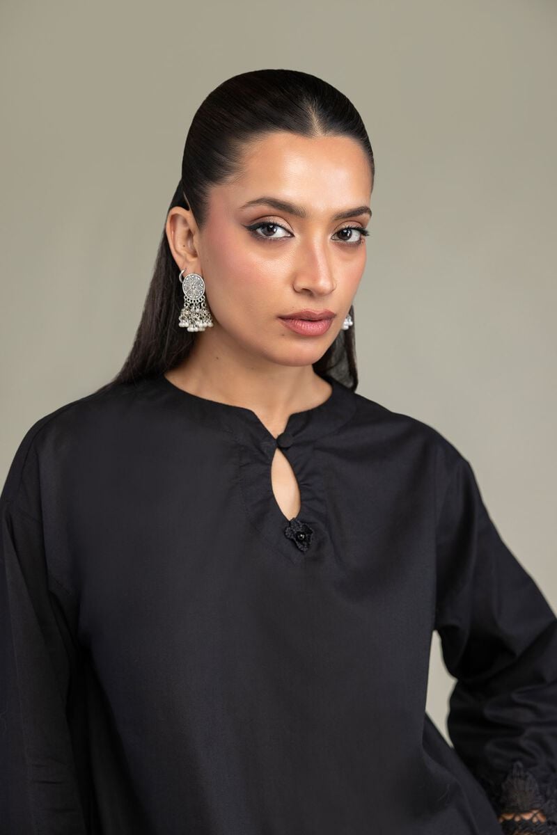 Embroidered | Cambric | Short Black Kurta | USD 55.00