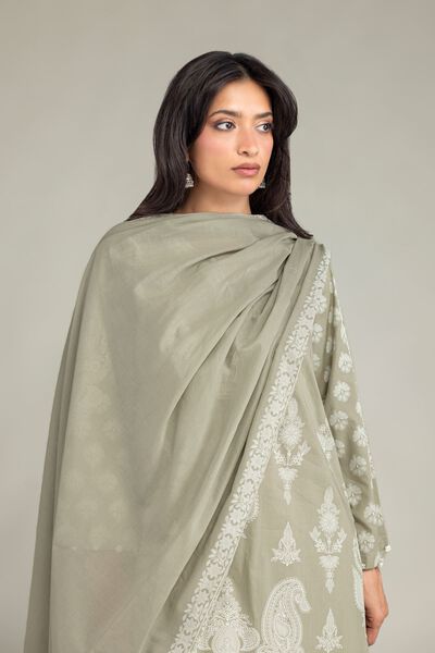 Lawn | Olive Lawn Dupatta | USD 30.00