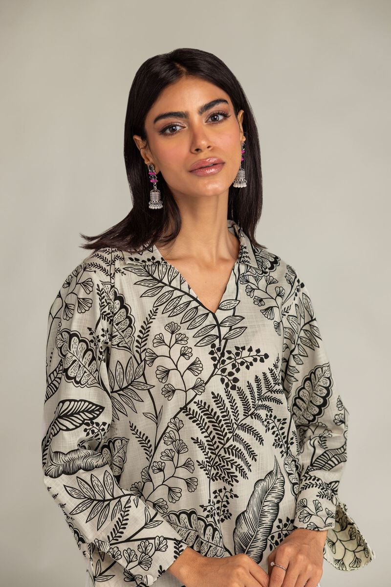 Printed | Textured Cotton | V-Neck Longline Kurta | USD 35.00