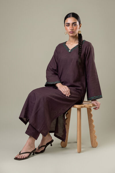 Embroidered | Light Khaddar | Longline V-Neck Kurta | USD 35.00