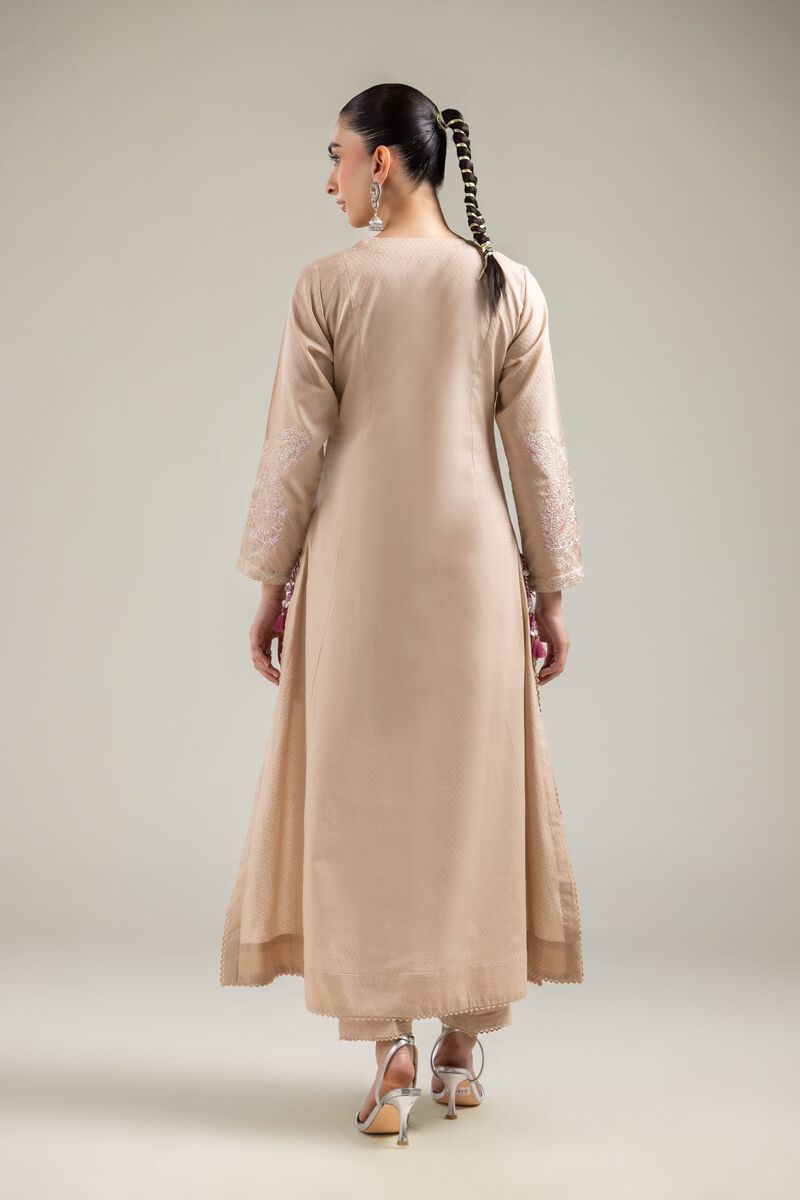 Embroidered |Cotton Dobby | Beige Embroidered Kurta | USD 40.00