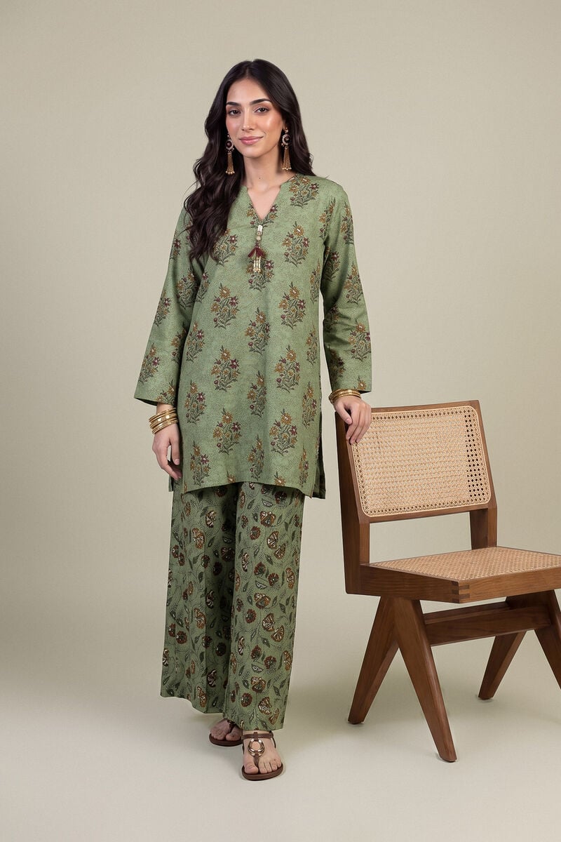 Printed | Light Khaddar | V-Neck Floral Kurta | USD 35.00