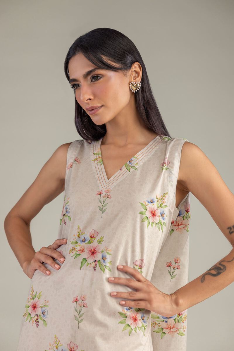 Printed | Cambric | Sleeveless Cambric Kurta | USD 35.00