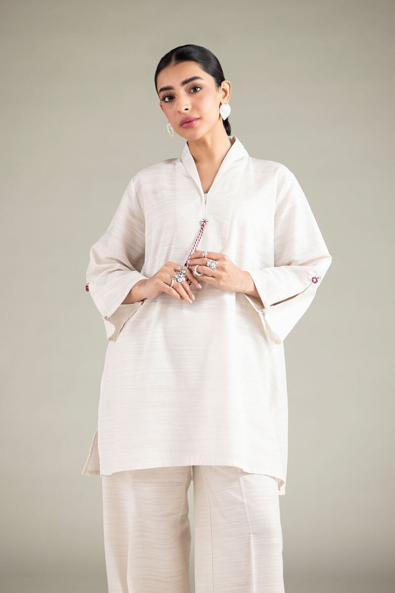 Dyed | Textured Cotton | Short Drawstring Kurta | USD 30.00