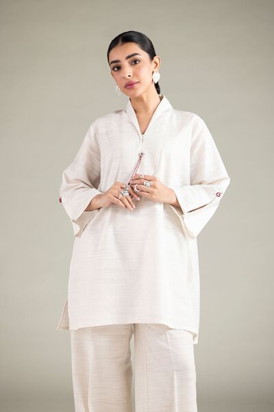 Dyed | Textured Cotton | Short Drawstring Kurta | USD 30.00