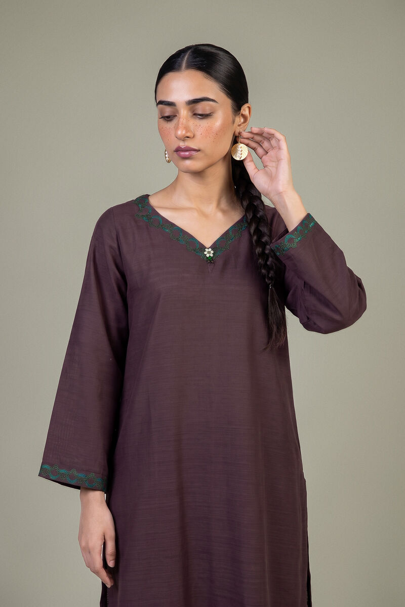 Embroidered | Light Khaddar | Longline V-Neck Kurta | USD 35.00