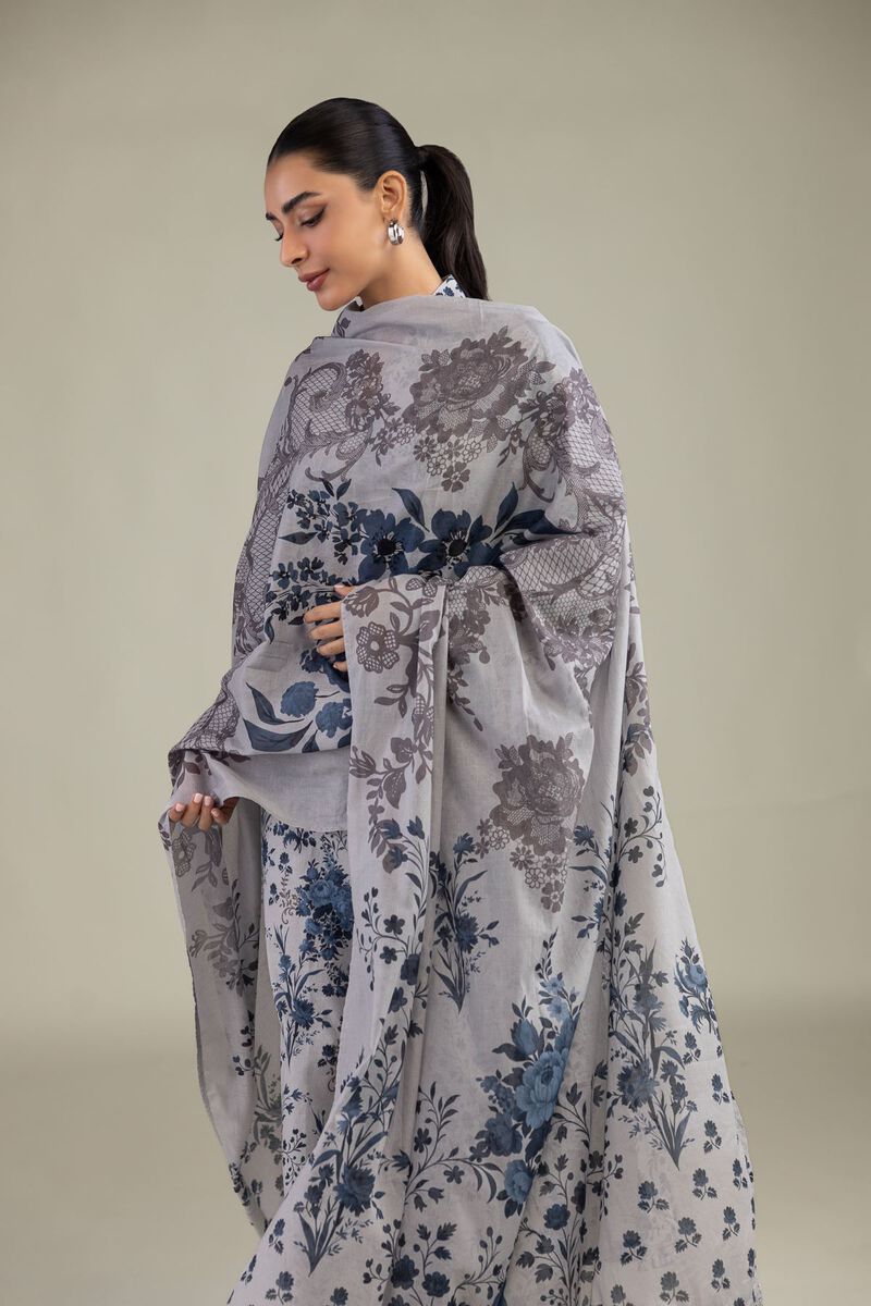 Printed | Lawn | Gray Lawn Dupatta | USD 25.00