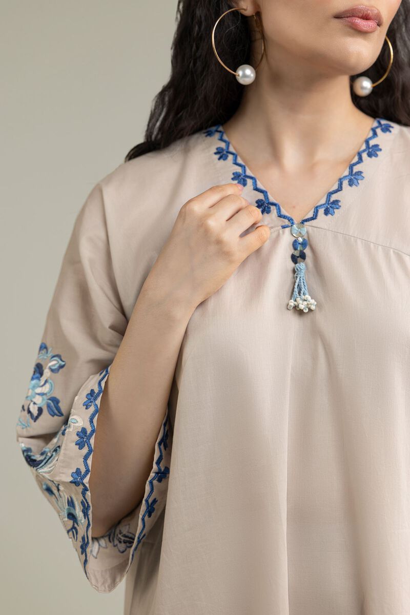 Embroidered | Cambric | Long Floral Kurta | USD 40.00