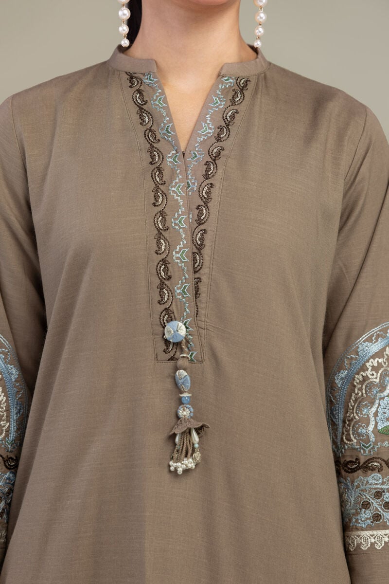 Embroidered | Raw Silk | Brown Silk Kurta | USD 55.00