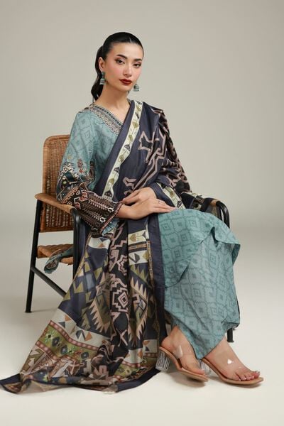 Embroidered | Polyester Silk | Navy Geometric Dupatta | USD 30.00