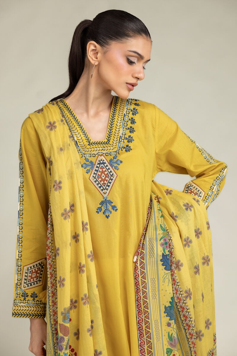 Embroidered | Lawn | Yellow Lawn Dupatta | USD 30.00