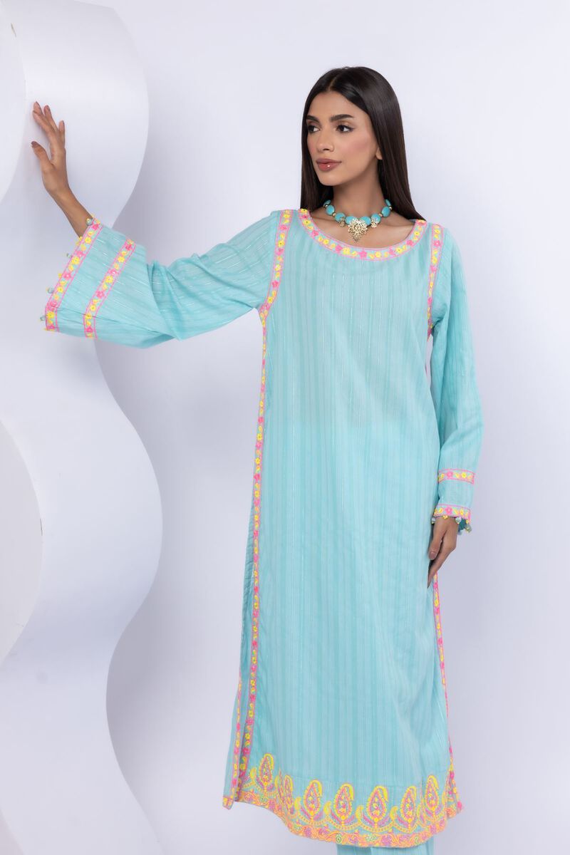Embroidered | Lurex Stripes | Kurta | USD 13.50
