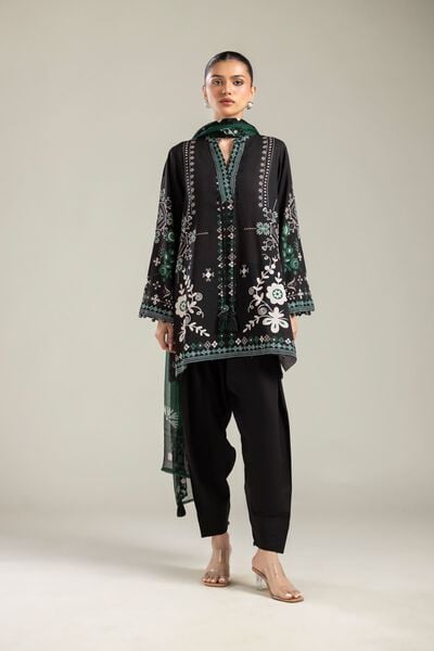 Embroidered | Raw Silk | Black Silk Shalwar | USD 30.00