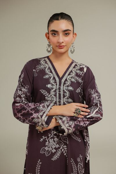 Embroidered | Raw Silk | Floral Longline Kurta | USD 55.00