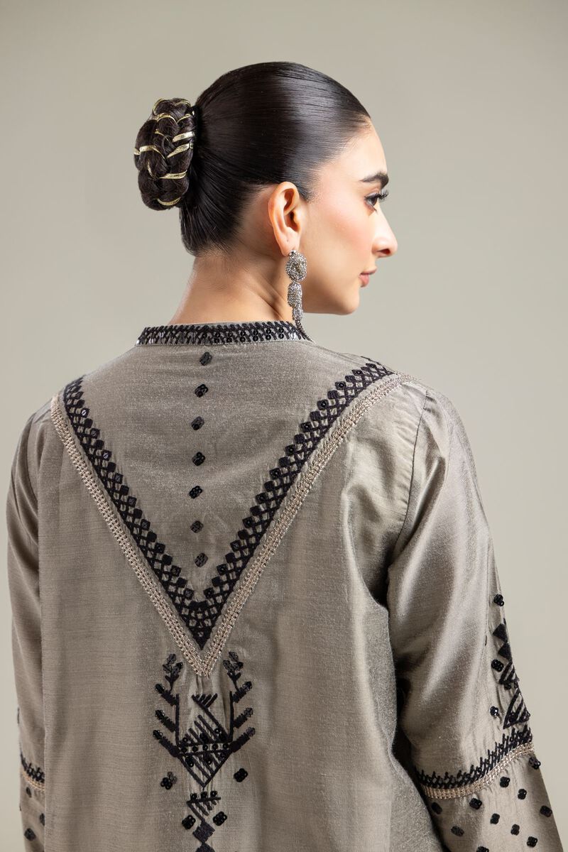 Raw Silk | Gray Silk Kurta | USD 55.00