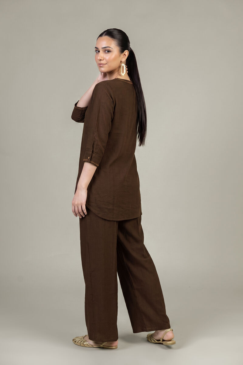 Dyed | Crepe | Brown Crepe Shirt | USD 40.00