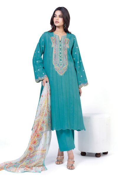 Embroidered | Textured Cotton | Tailored 3 Piece | USD 65.00