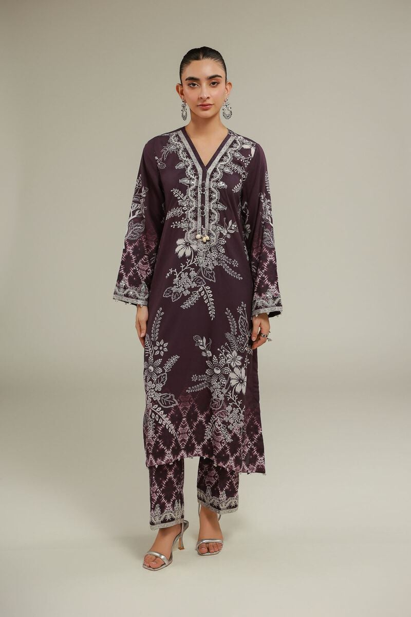 Embroidered | Raw Silk | Floral Longline Kurta | USD 55.00