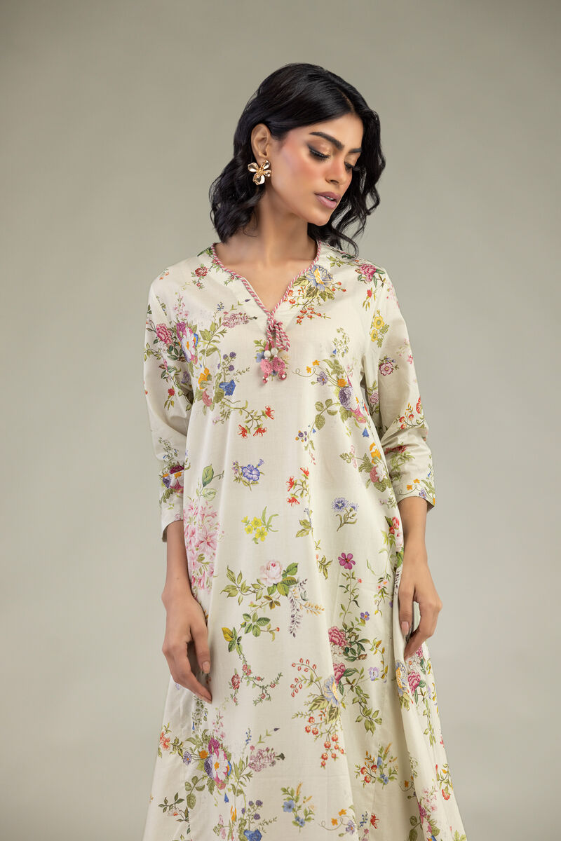 Embroidered | Cambric | Floral V-Neck Kurta | USD 30.00
