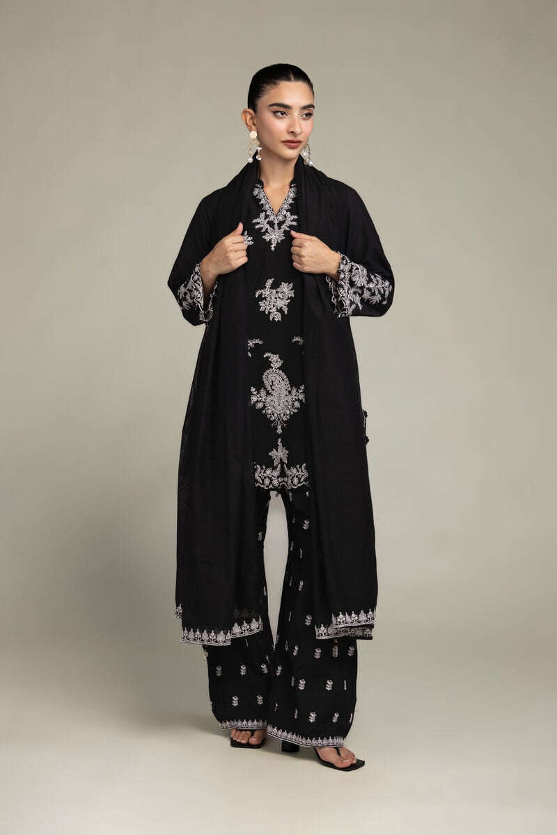Cotton Net | Cotton Black Dupatta | USD 30.00