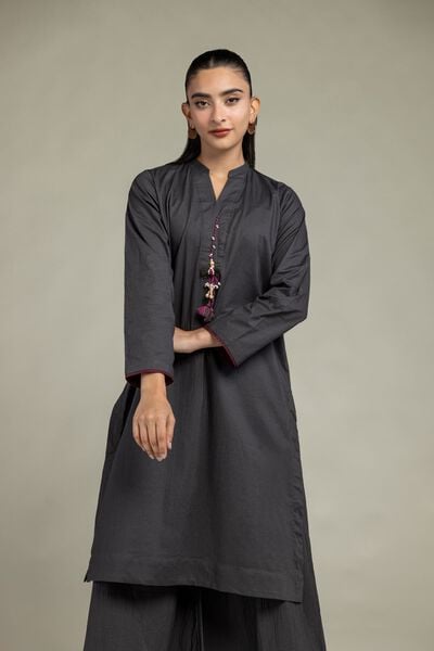 Dyed | Cotton Crinkle | Solid V-Neck Kurta | USD 35.00