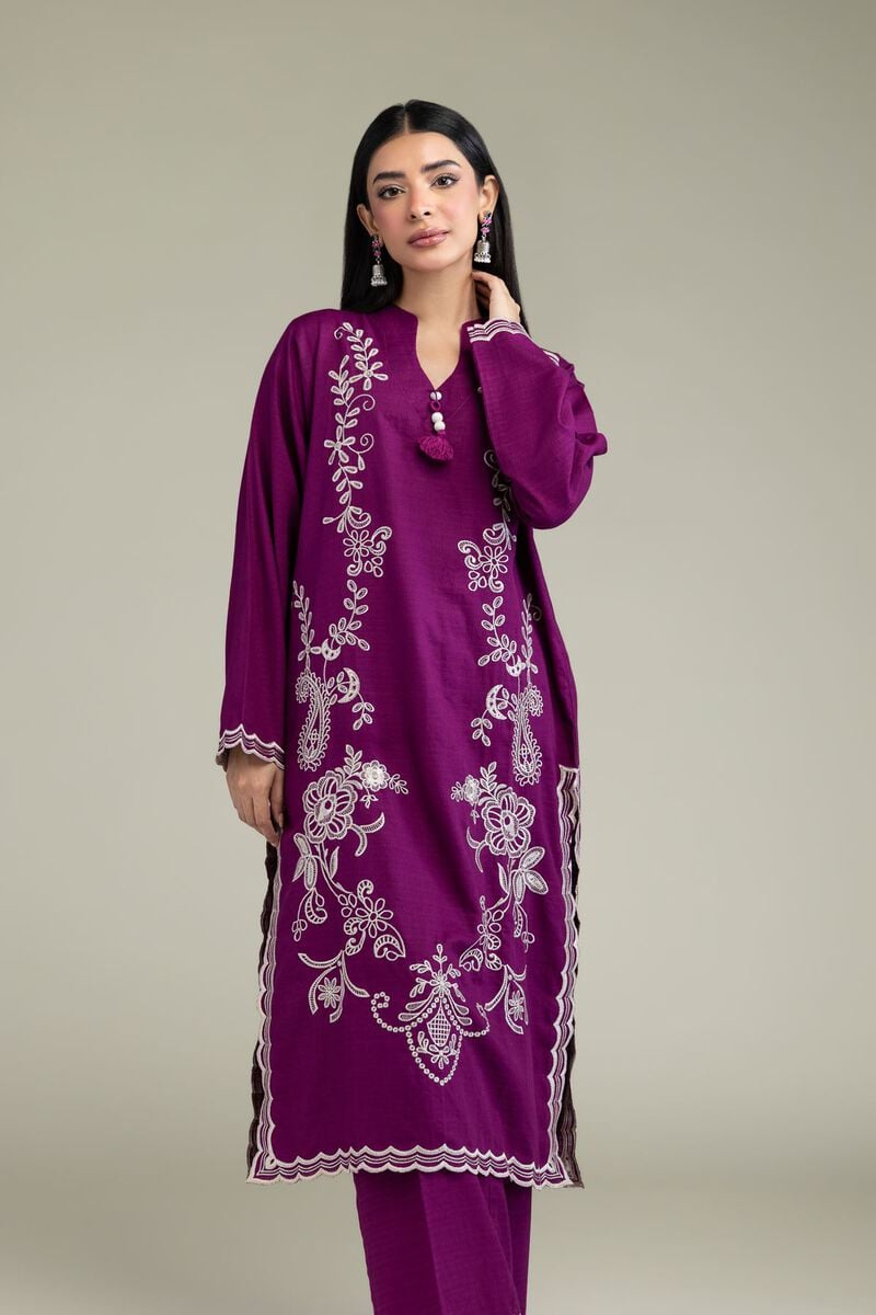 Embroidered | Cotton Dobby | Floral Longline Kurta | USD 45.00