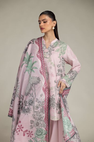 Embroidered | Polyester Silk | Floral Pink Dupatta | USD 30.00
