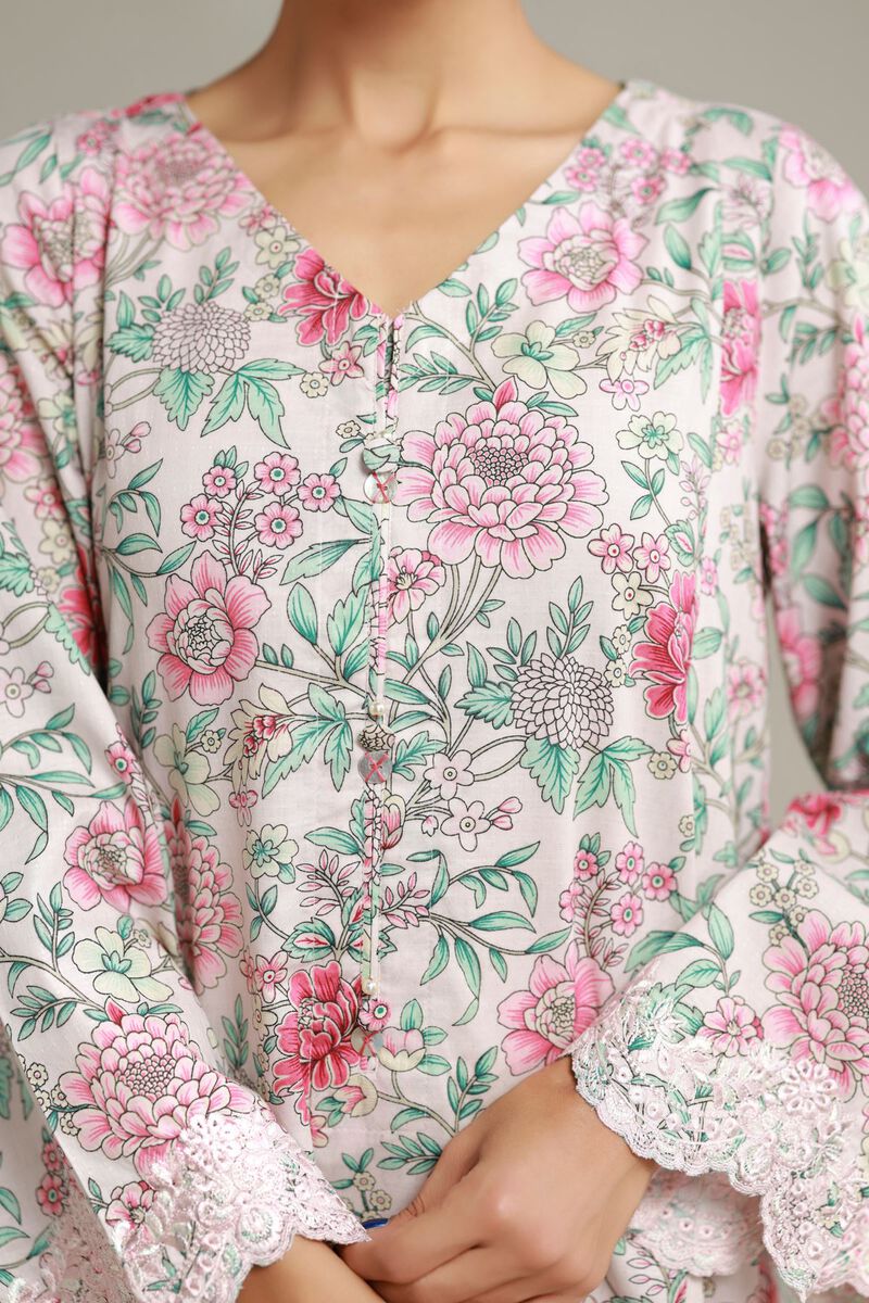 Embroidered | Cotton Dobby | Floral Longline Kurta | USD 30.00