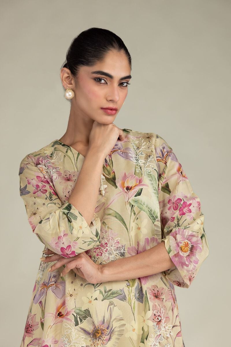 Embroidered | Blended Viscose | Floral Longline Kurta | USD 55.00