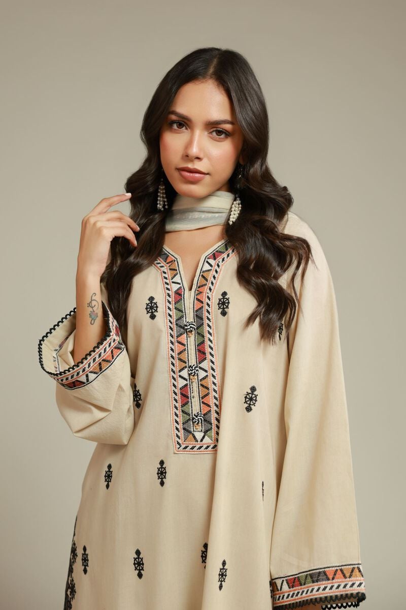 Embroidered | Cambric | Tailored 3-Piece Set | USD 70.00