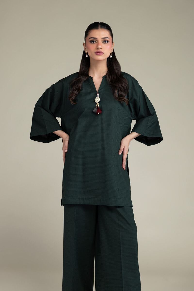 Dyed | Textured Cotton Viscose | V-Neck Cotton Kurta | USD 35.00