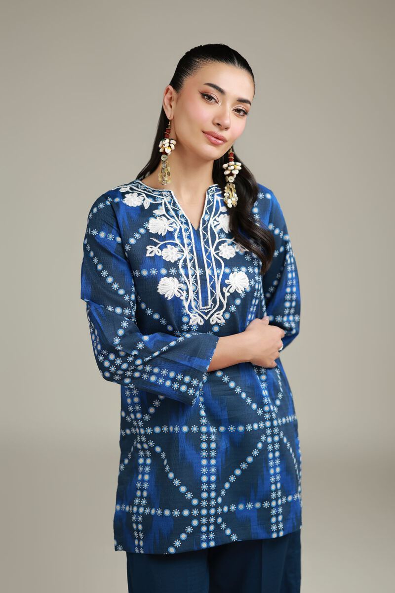 Embroidered | Cotton Dobby | Blue Cotton Kurta | USD 30.00