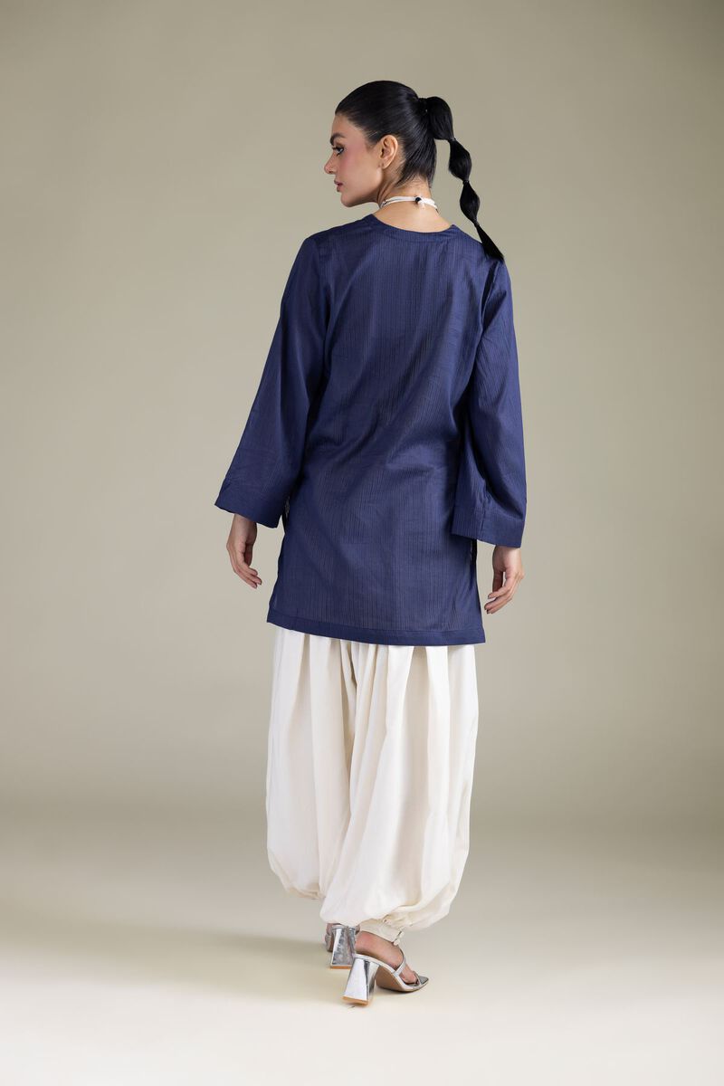 Dyed | Cotton Dobby | Navy V-Neck Kurta | USD 35.00