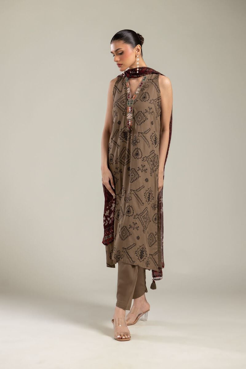 Embroidered | Raw Silk | Silk Brown Shalwar | USD 30.00