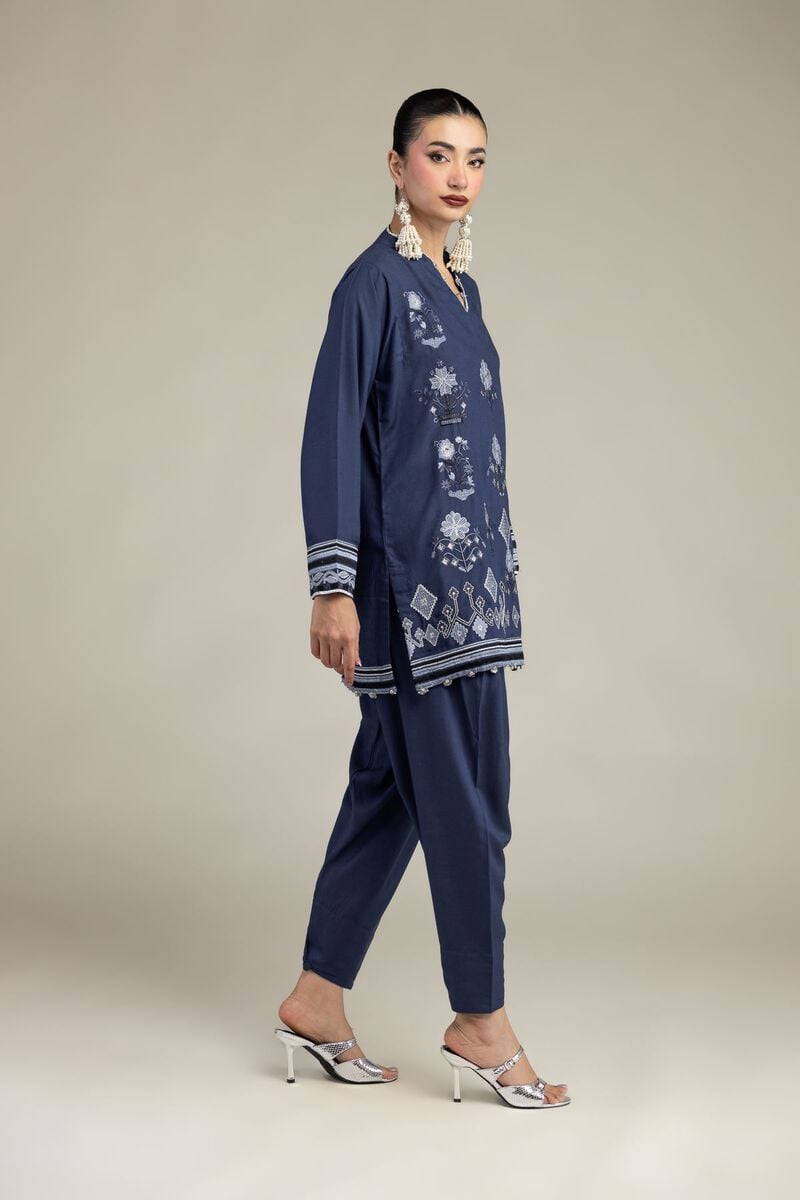 Embroidered | Raw Silk | Silk Navy Shalwar | USD 30.00