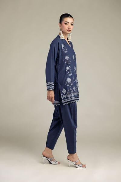 Embroidered | Raw Silk | Silk Navy Shalwar | USD 30.00