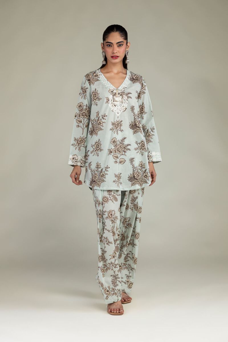 Embroidered | Cambric | Short Floral Kurta | USD 35.00