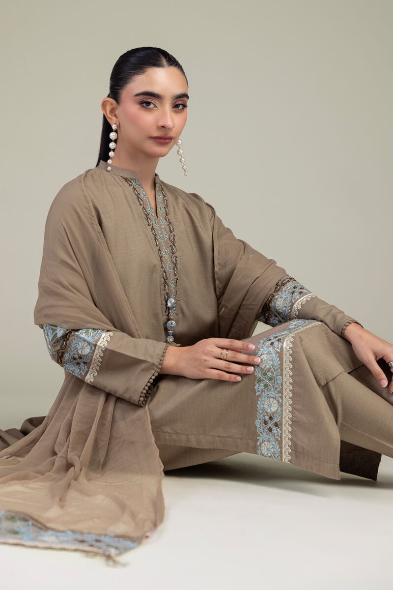 Embroidered | Raw Silk | Brown Silk Kurta | USD 55.00