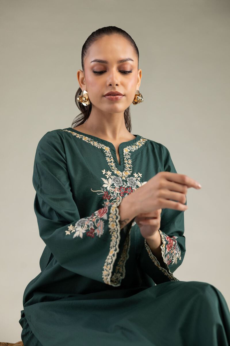 Embroidered | Cambric | Green Cambric Kurta | USD 40.00