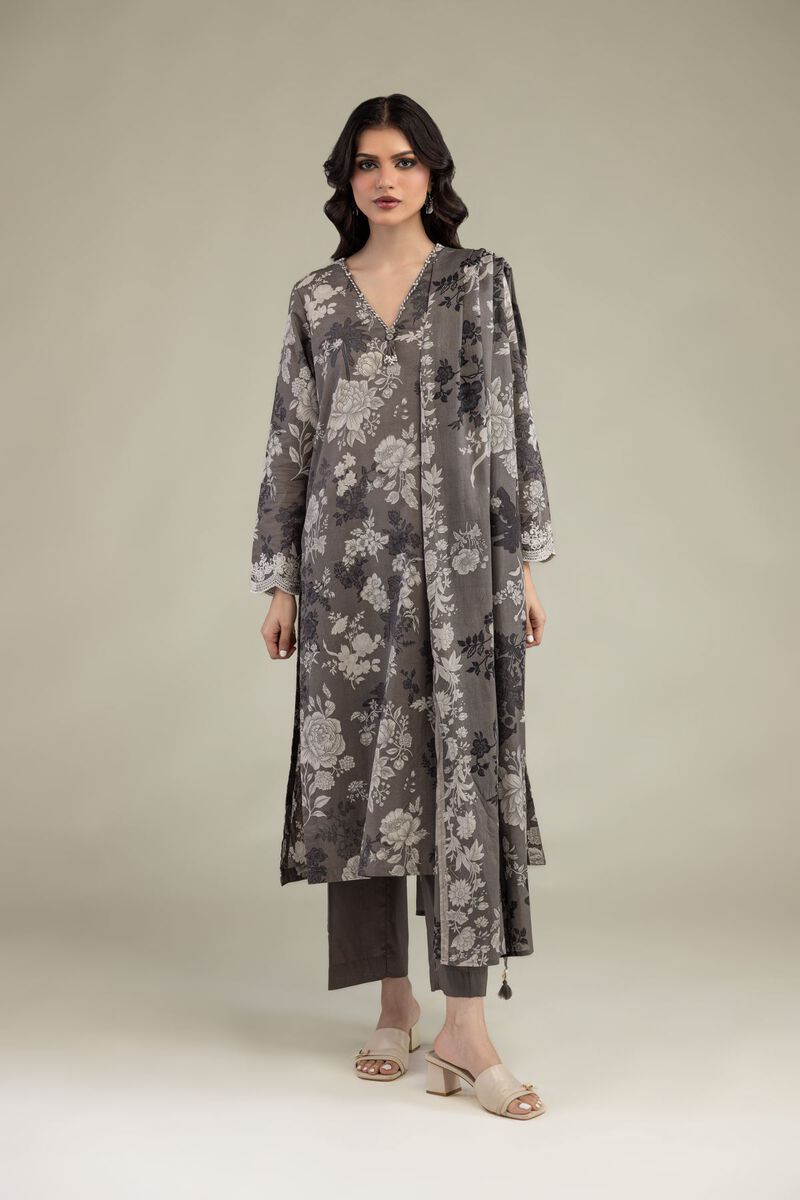 Embroidered | Lawn | Gray Lawn Dupatta | USD 25.00