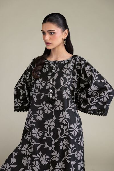 Printed | Cotton Viscose | Black Floral Kurta | USD 35.00