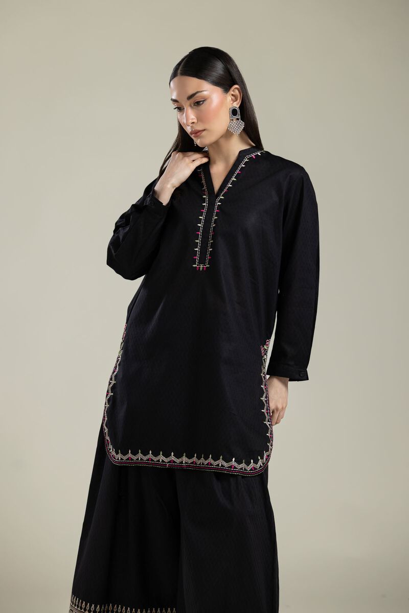 Embroidered |Cotton Dobby | Black Embroidered Kurta | USD 35.00