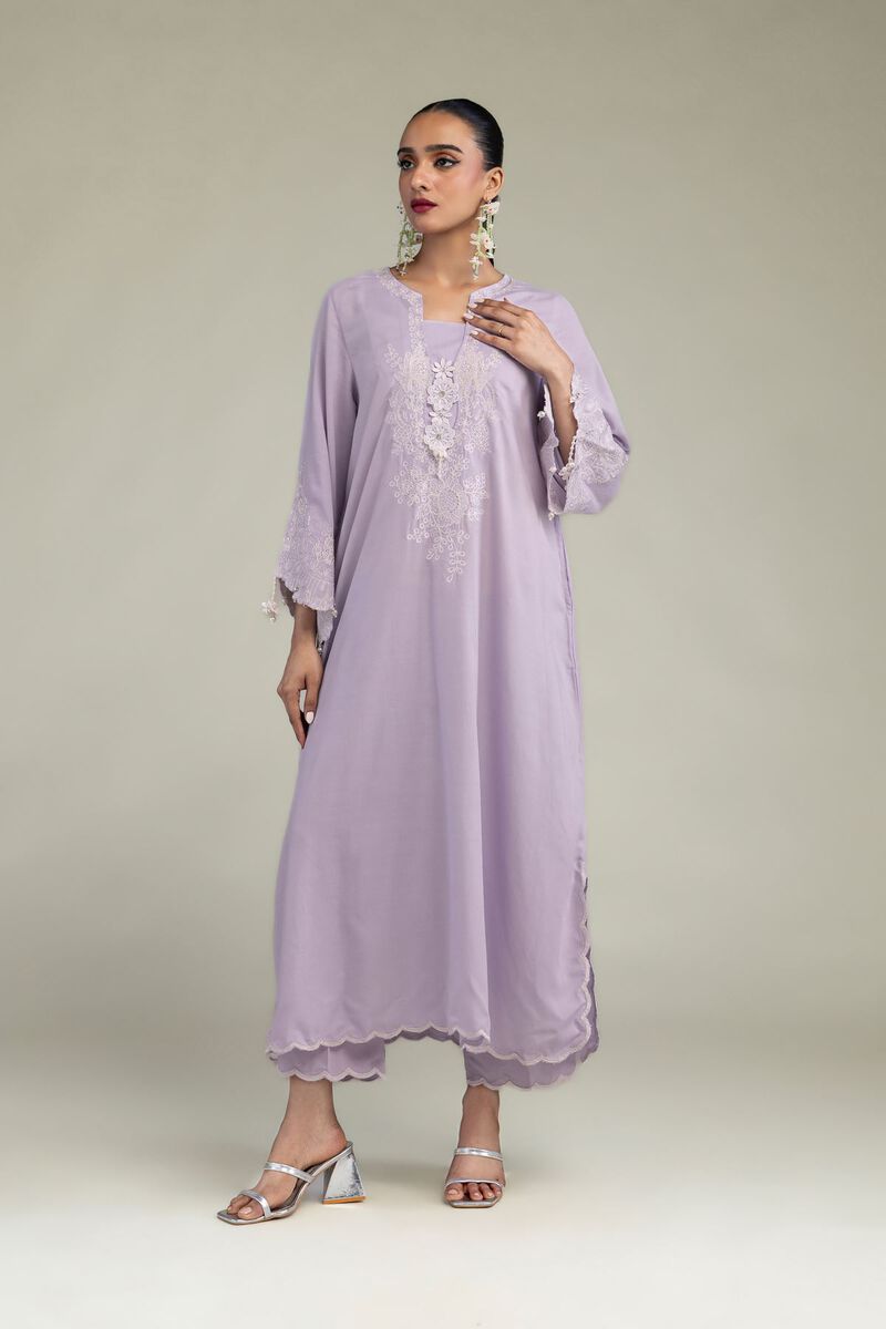 Embroidered | Raw Silk | Lavender Silk Kurta | USD 75.00