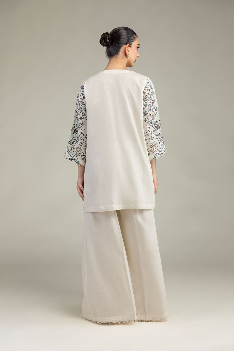Embroidered | Raw Silk | Short Floral Kurta | USD 60.00
